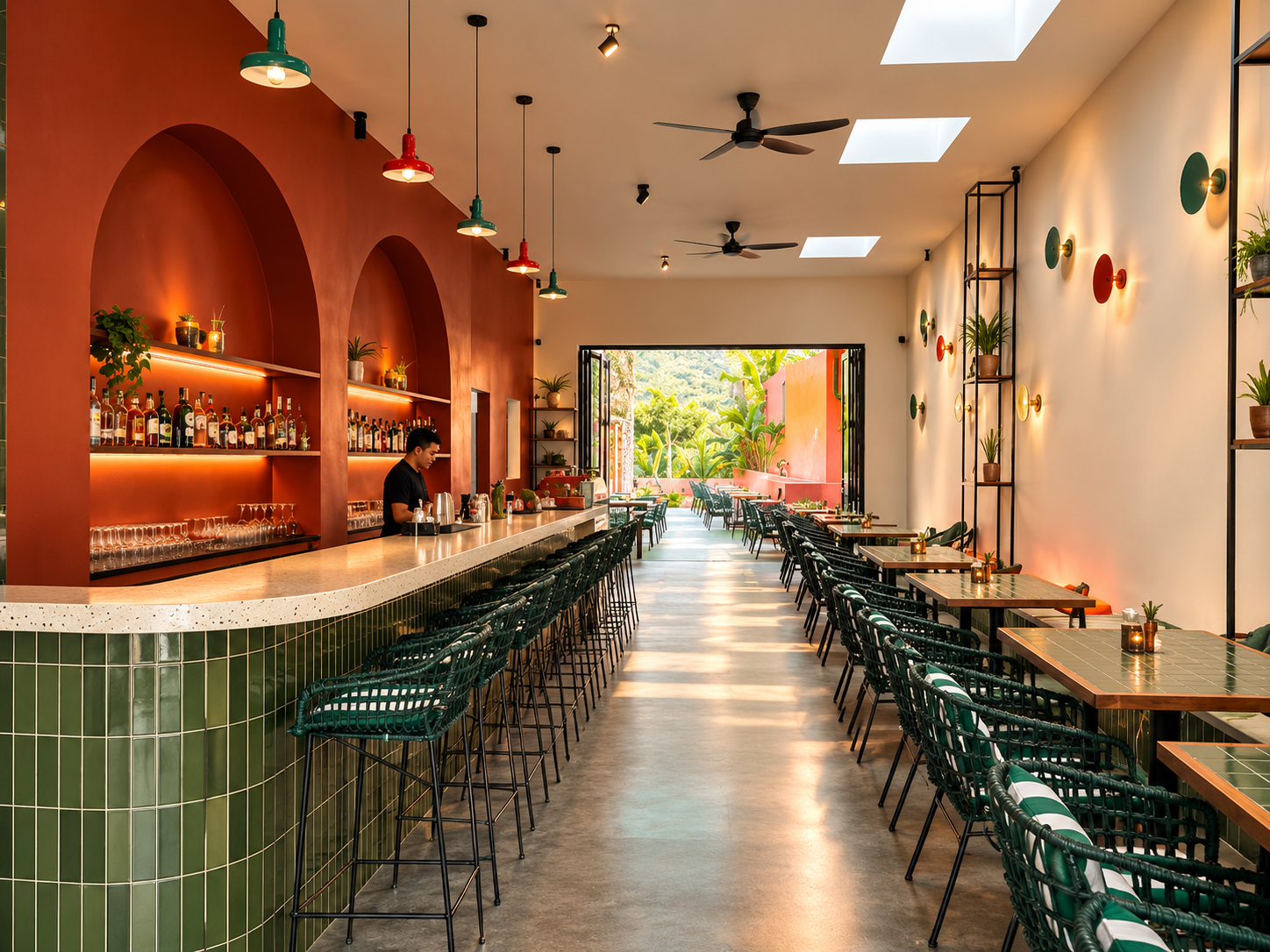 Mezcal restaurant interior with bar and dining area
